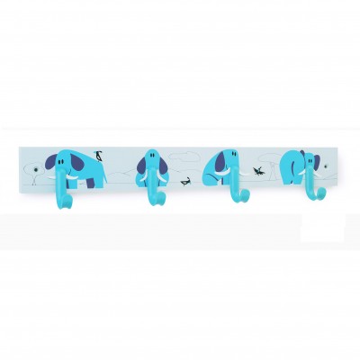 COLGADOR INFANTIL ELEFANTE AZUL 4 PERCHAS INOFIX 3706-D
