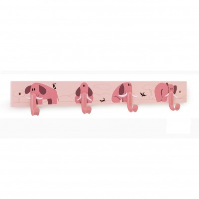 COLGADOR INFANTIL ELEFANTE ROSA 4 PERCHAS INOFIX 3706-D