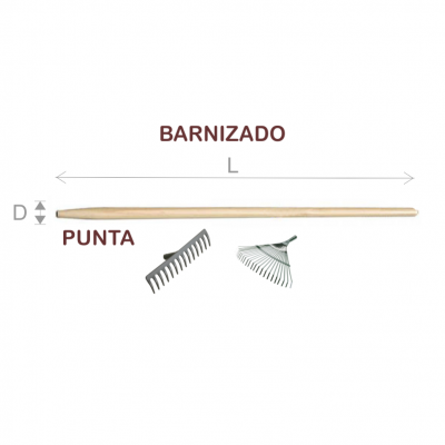 MANGO MADERA ESCOBA / RASTRILLO JARDÍN Ø24X1200CM BARNIZADO