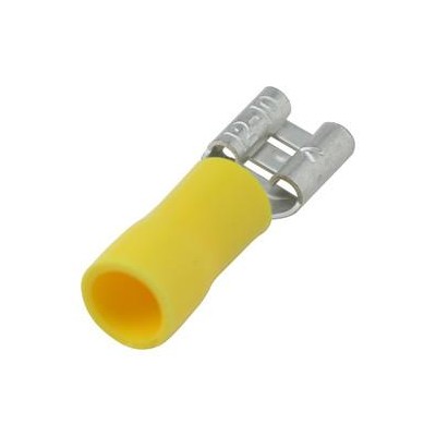 TERMINAL FASTON AISLADO HEMBRA AMARILLO 6,35MM (4-6MM)