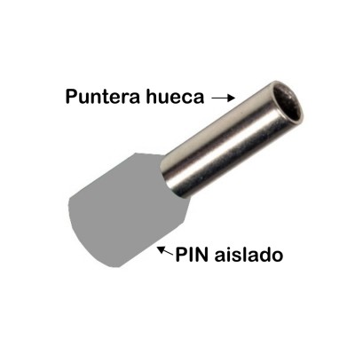 PUNTERA HUECA AISLADA 2,5MM GRIS
