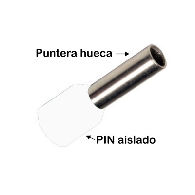 PUNTERA HUECA AISLADA 25MM NEGRO