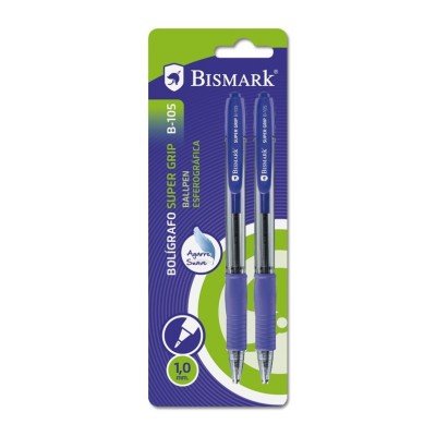 SET 2 BOLÍGRAFOS SOFT GRIP 1MM AZUL BISMARK B-105