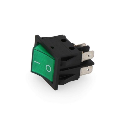 INTERRUPTOR BASCULANTE BIPOLAR 15A/250V TECLA 0-I LUMINOSO VERDE