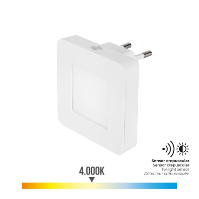 LUZ NOCHE LED CREPUSCULAR 0,5W 5LM 4000K CUADRADO EDM