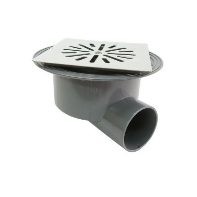 CALDERETA PVC SIFÓNICA REJILLA INOX. 12,5X12,5 SALIDA HORIZONTAL 50/40MM CREARPLAST C-223