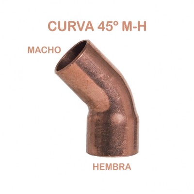 CURVA COBRE 45º MACHO HEMBRA 18MM FIG.40