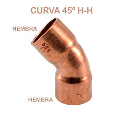CURVA COBRE 45º HEMBRA HEMBRA 22MM FIG.41