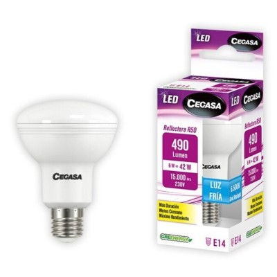 BOMBILLA LED REFLECTORA E14 R50 6W FRÍA 6500K 490LM CEGASA