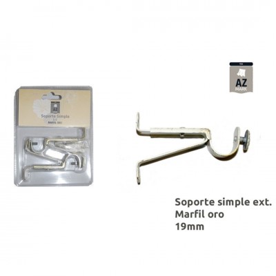 JUEGO 2 SOPORTES CORTINA FRENTE SIMPLE 19MM MARFIL-ORO