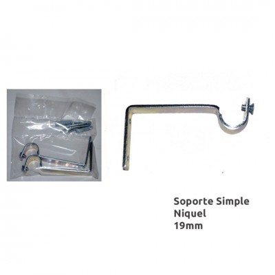 JUEGO 2 SOPORTES CORTINA FRENTE SIMPLE 19MM CROMO