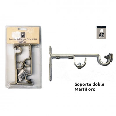 JUEGO 2 SOPORTES CORTINA FRENTE DOBLE 19MM MARFIL/ORO