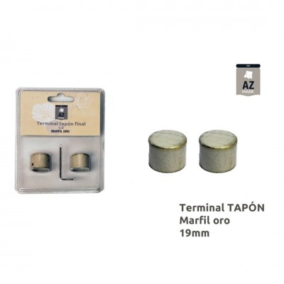 JUEGO 2 TERMINALES FINALES CORTINA TAPÓN 19MM MARFIL/ORO