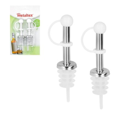 SET 2 TAPONES BOTELLA CON VERTEDOR METALTEX