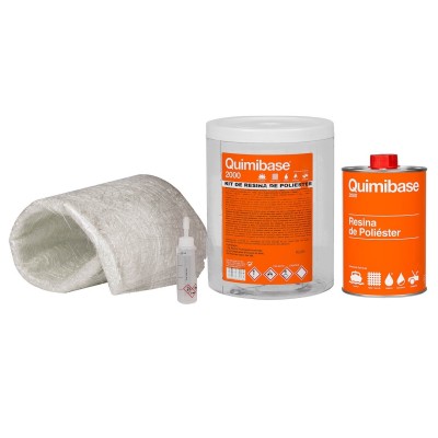 KIT REPARACIÓN RESINA POLIÉSTER 750G + FIBRA QUIMIBASE