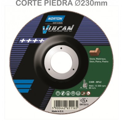 DISCO AMOLADORA CORTE PIEDRA Ø230X3,2X22,2MM BF42 VULCAN NORTON