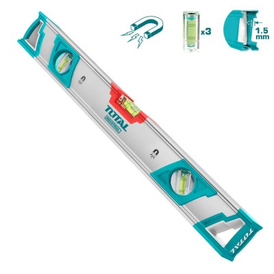 NIVEL MAGNÉTICO 60CM 3 BURBUJAS PROFESIONAL TOTAL TMT2M