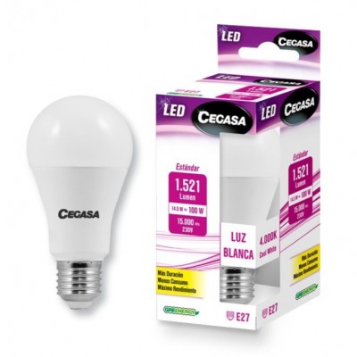 BOMBILLA LED ESTÁNDAR E27 14,5W BLANCA 4000K 1521LM CEGASA