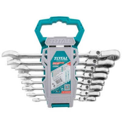 JUEGO 8 LLAVES COMBINADAS CARRACA ARTICULADA TOTAL