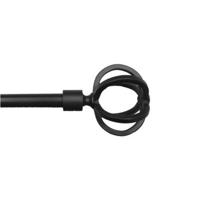 KIT BARRA CORTINA FORJA SIMPLE Ø19X120/210 MUNDI NEGRO