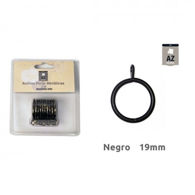 ANILLA CORTINA Ø19MM NEGRA 10UDS