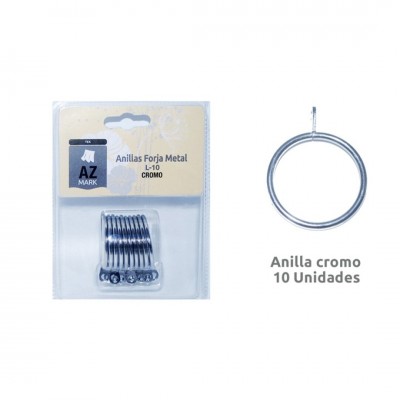 ANILLA CORTINA Ø19MM CROMO 10UDS