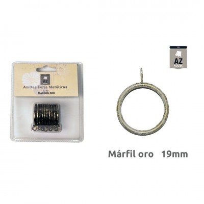 ANILLA CORTINA FORJA Ø19MM MARFIL-ORO 10UDS