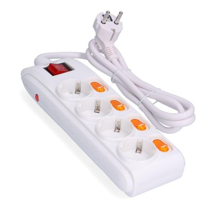BASE MÚLTIPLE 4 TOMAS CON INTERRUPTOR INDIVIDUAL 1,5M BLANCO