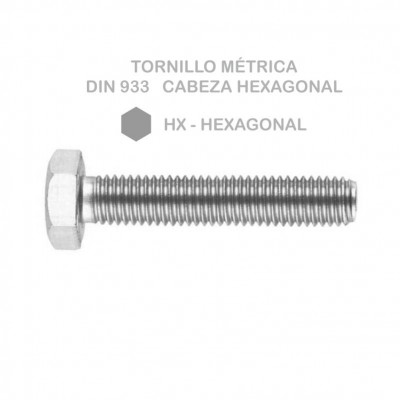 TORNILLO ROSCA MÉTRICA DIN 933 M8X20MM ZINC 8.8