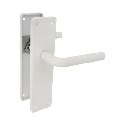 JUEGO MANILLAS ALUMINIO PLACA PUERTA AL4P BLANCA
