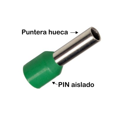PUNTERA HUECA AISLADA 6MM VERDE