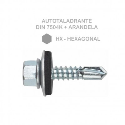 TORNILLO AUTOTALADRANTE DIN 7504K 6,3X50MM HEXAGONAL + ARANDELA EPDM
