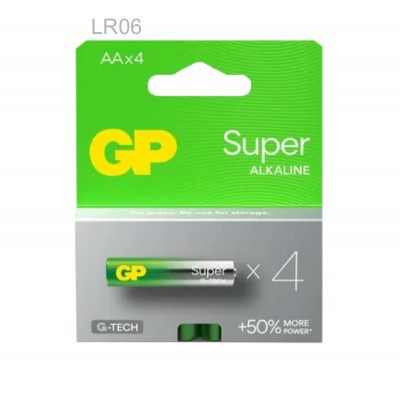 PILA GP SUPER ALCALINA LR06 AA 1,5V B/4UDS