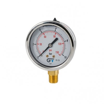 MANÓMETRO GLICERINA 10B 150PSI 1/4" Ø63MM GENEBRE
