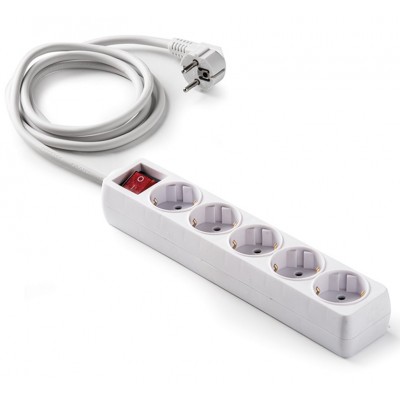 BASE MÚLTIPLE 5 TOMAS + INTERRUPTOR CABLE 3M BLANCO FAMATEL