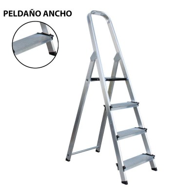 ESCALERA ALUMINIO 5 PELDAÑOS ANCHOS DOMÉSTICA