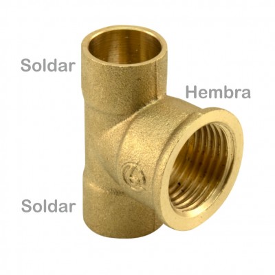 TE LATÓN 28MM X HEMBRA 3/4" SOLDAR-ROSCAR FIG.130