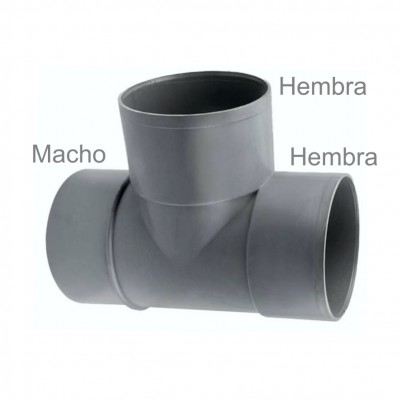 DERIVACIÓN SIMPLE TE PVC 87º M-H-H 90MM