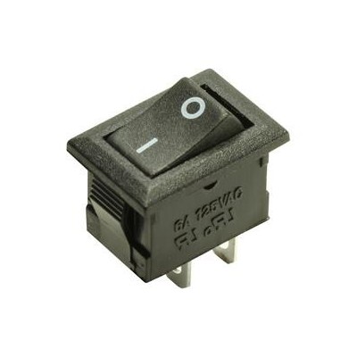 INTERRUPTOR BASCULANTE MINI UNIPOLAR 6A/250V TECLA 0-1 NEGRO