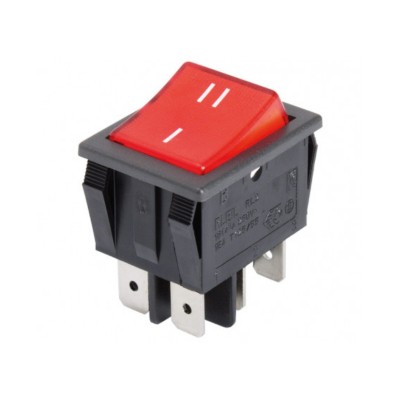 CONMUTADOR BASCULANTE BIPOLAR 16A/250V TECLA I-II LUMINOSO ROJO