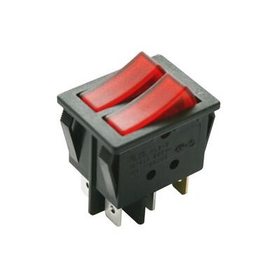 INTERRUPTOR DOBLE BASCULANTE UNIPOLAR 16A/250V LUMINOSO ROJO
