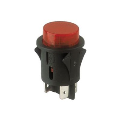 INTERRUPTOR REDONDO UNIPOLAR 10A/250V ON-OFF LUMINOSO ROJO