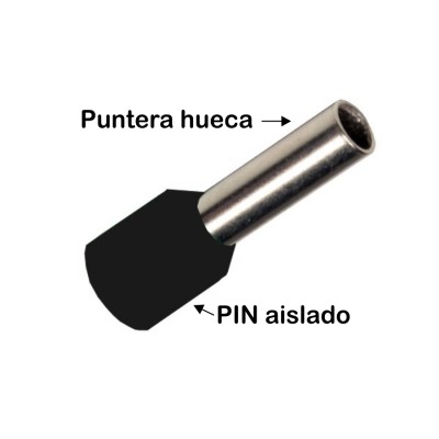 PUNTERA HUECA AISLADA 1,5MM NEGRO