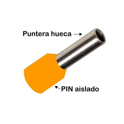 PUNTERA HUECA AISLADA 4MM NARANJA