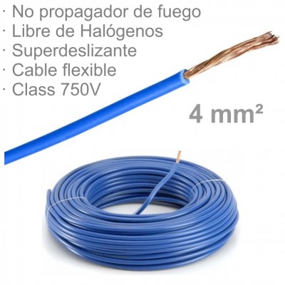 CABLE 1X4MM FLEXIBLE H07Z1-K LIBRE HALÓGENOS AZUL (€/M)
