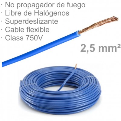 CABLE 1X2,5MM FLEXIBLE H07Z1-K LIBRE HALÓGENOS AZUL (€/M)