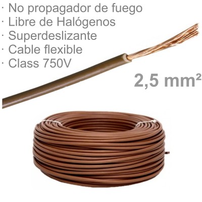 CABLE 1X2,5MM FLEXIBLE H07Z1-K LIBRE HALÓGENOS MARRÓN (€/M)