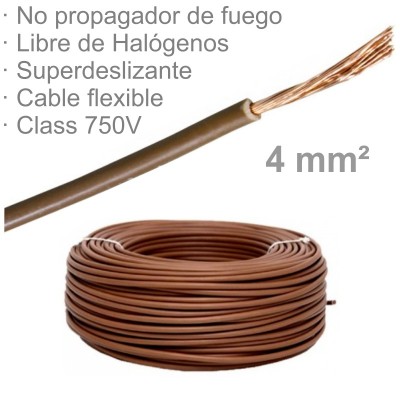 CABLE 1X4MM FLEXIBLE H07Z1-K LIBRE HALÓGENOS MARRÓN (€/M)