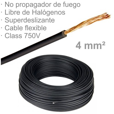 CABLE 1X4MM FLEXIBLE H07Z1-K LIBRE HALÓGENOS NEGRO (€/M)