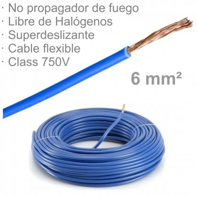 CABLE 1X6MM FLEXIBLE H07Z1-K LIBRE HALÓGENOS AZUL (€/M)